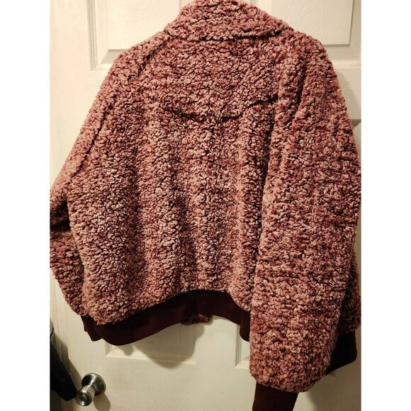 Jou Jou- Burgundy & Pink Sharpa jacket size 3XL - Picture 2 of 3